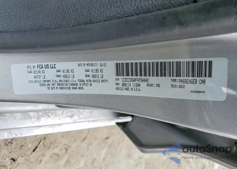 2015 Chrysler 200 Limited z USA, uszkodzony, nr VIN 1C3CCCAG0FN734042